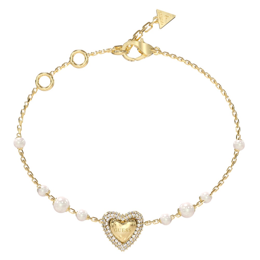 GUESS-STEEL-BELOVED-JUBB06009JWYGL-Βραχιόλι-Χρυσό-Με-Καρδιά-Με-Πέρλες GUESS ΓΥΝΑΙΚΕΙΟ ΒΡΑΧΙΟΛΙ JUBB06009JWYGL - Image 1