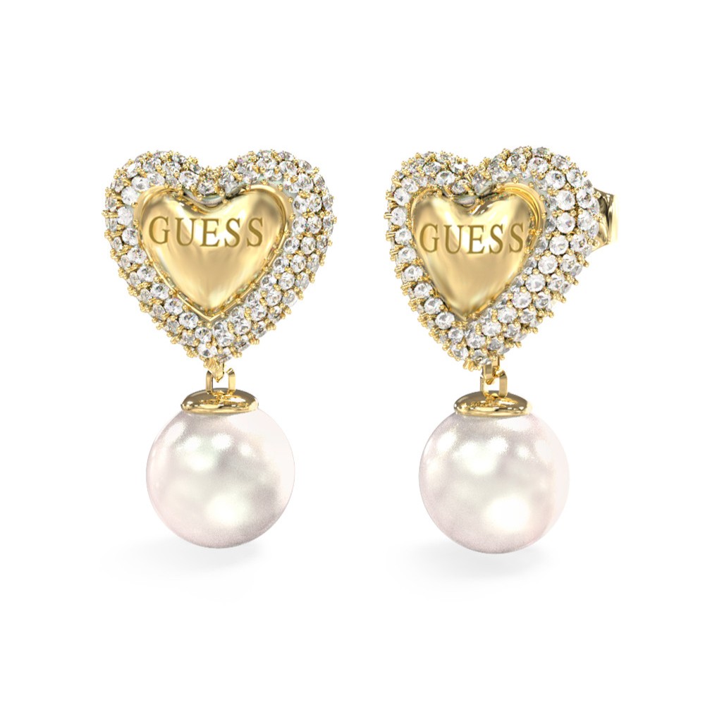 GUESS-STEEL-BELOVED-JUBE06006JWYGT-U-Σκουλαρίκια-Χρυσά-Με-Καρδιές-Με-Κρεμαστές-Πέρλες GUESS ΓΥΝΑΙΚΕΙΑ ΣΚΟΥΛΑΡΙΚΙΑ JUBE06006JWYGT/U - Image 1