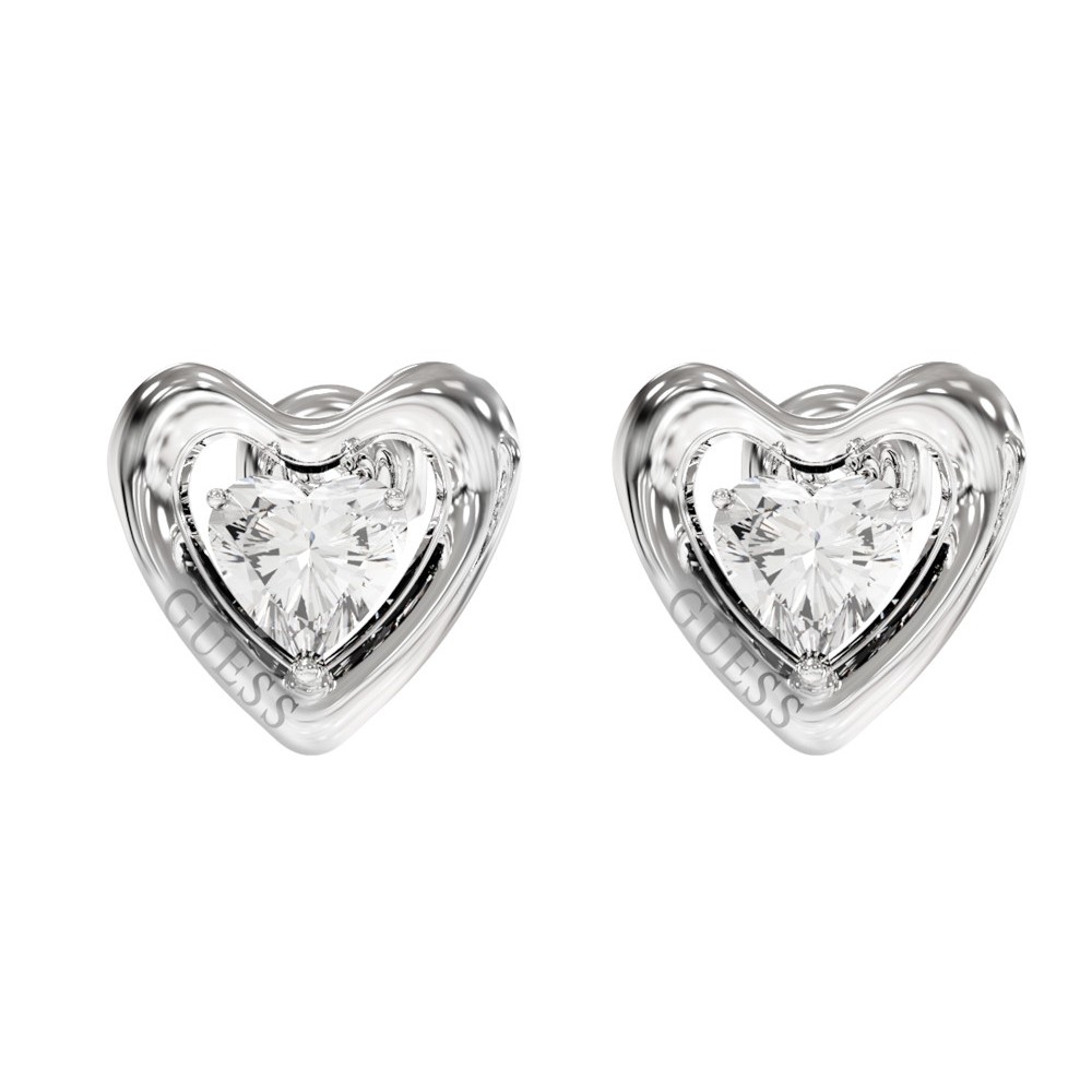 GUESS-STEEL-BELOVED-JUBE06097JWRHT-U-Σκουλαρίκια-Ασημένιες-Καρδιές-Με-Πέτρα-Και-Λογότυπο GUESS ΓΥΝΑΙΚΕΙΑ ΣΚΟΥΛΑΡΙΚΙΑ JUBE06097JWRHT/U - Image 1