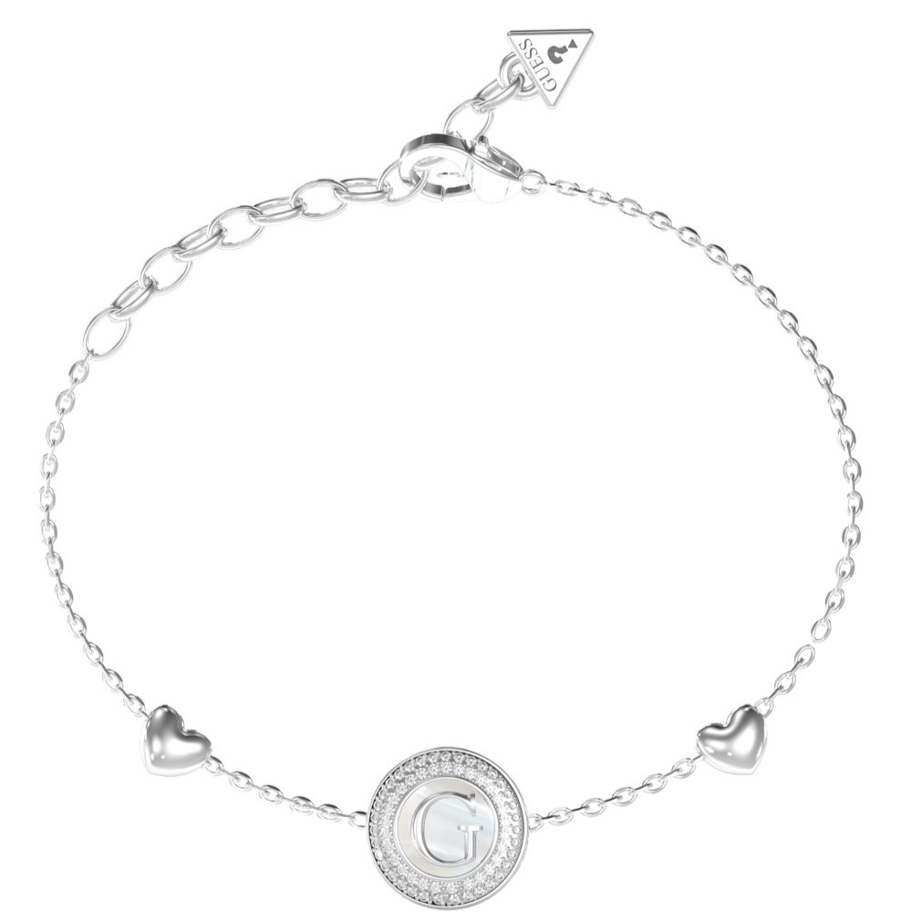 GUESS-STEEL-G-TALISMAN-JUBB06208JWRHL-Βραχιόλι-Ασημένιο-Με-Καρδιές-Και-Λογότυπο-Με-Πέτρες GUESS ΓΥΝΑΙΚΕΙΟ ΒΡΑΧΙΟΛΙ JUBB06208JWRHL - Image 1