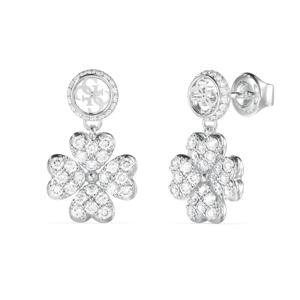 GUESS-STEEL-LOVE-BITES-JUBE06045JWRHT-U-Σκουλαρίκια-Ασημένια-Κρεμαστό-Τετράφυλλο-Με-Πέτρες GUESS ΓΥΝΑΙΚΕΙΑ ΣΚΟΥΛΑΡΙΚΙΑ JUBE06045JWRHT/U - Image 1