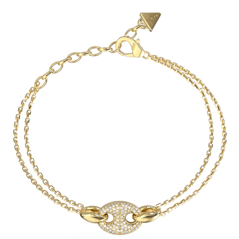 GUESS-STEEL-MARINA-JUBB06222JWYGL-Βραχιόλι-Χρυσό-Με-Διπλή-Αλυσίδα-Με-Σχέδιο-Με-Πέτρες GUESS ΓΥΝΑΙΚΕΙΟ ΒΡΑΧΙΟΛΙ JUBB06222JWYGL - Image 1